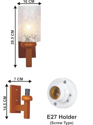 Image of Somil Brown Dandi Style Wall Lamp with Hand- Decorated Glass Shade, Ideal for Indoor Lighting Decoration, Pack of 2, 16 X 25 X 28.5 CM