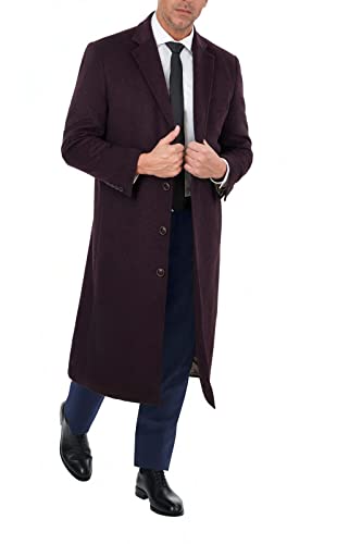 Image of THE SUIT DEPOT Mens Single Breasted Wool Cashmere Full Length Overcoat