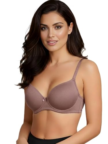 Image of Saforia Cuddlecot Cotton Padded T-Shirt Bra for Women | Wire-Free Full Coverage Bra | Breathable Soft Cotton Everyday Bra | Seamless Comfort Innerwear