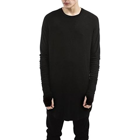 LILBETTER Mens Thumb Hole Cuffs Long Sleeve T-Shirt Basic Tee(Black,XX-Large) Cover