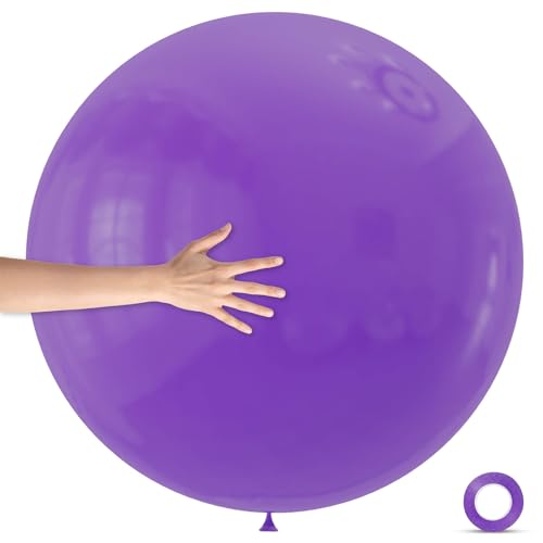 Image of 5Pcs Purple Big Balloons 36 Inch, Round Large Latex Party Balloons for Birthday Wedding Decorations