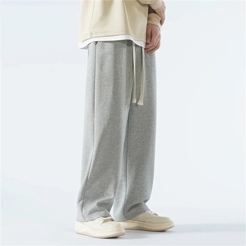 Men's Pants Wide Leg Cotton Fabric Straight Loose Outdoor Solid Color Sweatpants Soft Baggy Trousers4