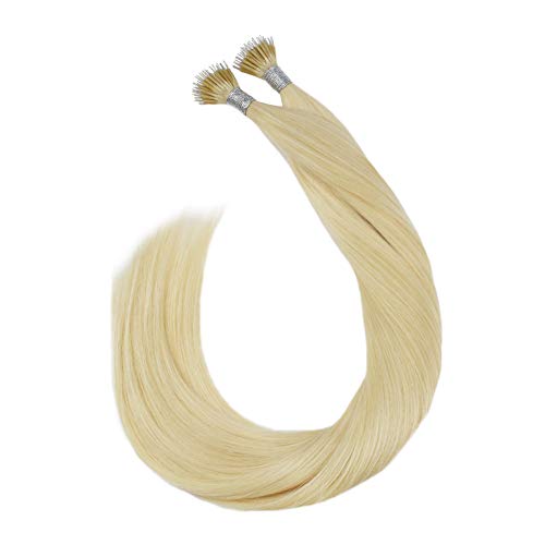 Nano Tip Hair Extensions Human Hair 24 Inch Nano Rings Remy Human Hair Extensions Bleach Blonde #613 Pre Bonded Nano Ring Real Hair Extensions 50s/40g