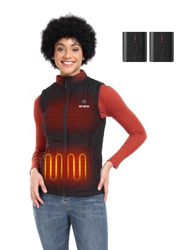 ORORO Women’s Heated Quilted Vest (Black, S) and Extra Battery