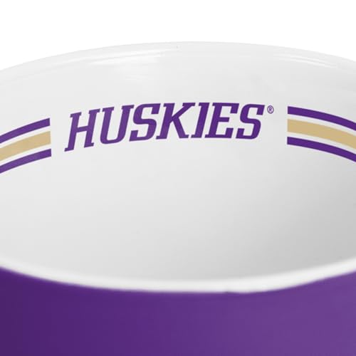 Image of Logo Brands NCAA Washington Huskies 15 oz Stripe Coffee Mug - Vintage Team Logo, Inside Print & Stripes, Microwave & Dishwasher Safe- Great Gift For Fans & Alumni
