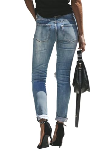 cordat Women's Ripped Boyfriend Denim Pants Judy Blue Stretch Skinny Jeans3