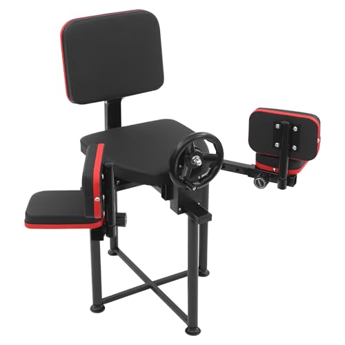 Máquina de estiramiento de piernas para entrenamiento de espadas, ajustable hasta 240°, acero, negro y rojo, 80 cm de altura, con almohadillas suaves, para danza, gimnasia, artes marciales, capacidad