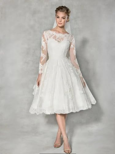 Boho Lace Short Wedding Dresses for Bride 2025 A Line Tulle Engagement Elopement Bridal Shower Dress with Sleeves3
