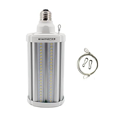 Elampros 60W LED Corn Light Super Bright Bulb E26 Single Row Base Large Area Cool Daylight White for Outdoor Indoor Garage Warehouse High Bay Barn Backyard and More (60W Single Row)
