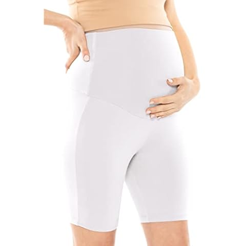 Women’s and Plus Oh So Luxe Maternity Biker Shorts, White, 4X Cover