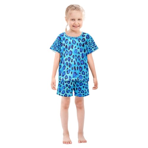 senya Short Sleeve Pajamas Sets Summer Cotton Sleepwear Blue Black Leopard3
