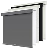 SUNOFF Cordless Blackout Roller Shades Blinds for Windows Free-Stop,Pull Down Room Darkening with Valance,Thermal Insulated Woven Fabric Window Door Blinds for Home,Office,Grey 34