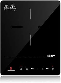 IsEasy Single Induction Cooker 2100W Portable Induction Hob with Slim Black Crystal Panel Body, Induction Plate with 9 Power Levels Setting, Max & Min Function, 8-hours Timer, Safety Lock