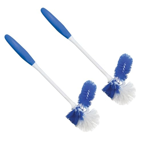 LOLA Classic Toilet Brush w/Under-The-Rim Scrubber 2 Pack Deep Cleans The Entire Toilet Bowl Non-Slip Handle w/Rubber Comfort Grip