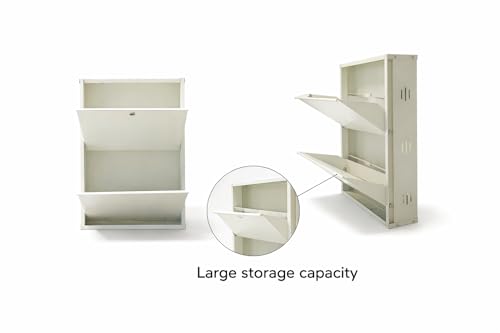Image of Pingle Steels Shoe Rack, Wall Mounted and Freestanding Metal, Multiple Shelf Options, White and Black (White, 2)