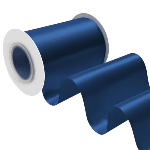 Simplegoal Double Face Navy Blue Satin Ribbon Extra Wide 4 Inch X 15 Yards Polyester Ribbons for Gift Wrapping Fabric Ribbon for Crafts Flower Bouquet Sewing Arts Wedding Party Decoration…