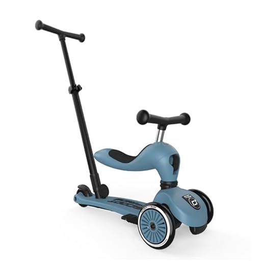 Scoot & Ride Highwaykick 1 Push and Go Kickboard mit Sitz Kinderroller Scooter 2in1 Laufrad mit Schiebestange ab 1 2 Jahren mitwachsend Höhenverstellbar werkzeuglos Steel