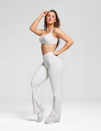 Olmlmt Flare Leggings for Women Butt Lifting - Crossover High Waisted Buttery Soft Gym Workout Yoga Pants