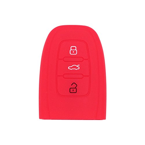 BROVACS Silicone Cover Protector Case Holder Skin Jacket Compatible with AUDI 3 Button Smart Remote Key Fob CV9821 Red - Image 2
