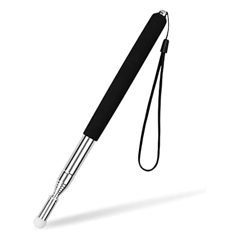 Retractable Teacher Pointer Extendable Teaching Pointer Telescopic Pointer Stick with Lanyard Whiteboard Handheld Presenter Pointer Black Touchscreen Pointer Pole Stainless Steel Frosted Handle, 1m Cover