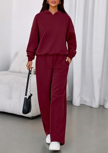 Image of PRETTYGARDEN Womens Sweatsuits 2 Piece Set 2026 Casual Winter Long Sleeve Hoodie Loose Wide Leg Sweatpants Fall Tracksuit