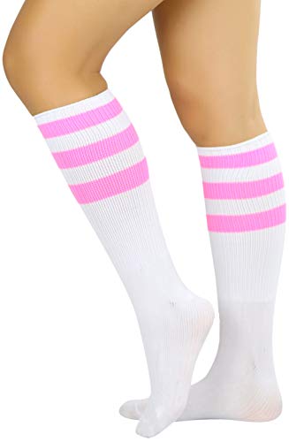 Image of ToBeInStyle Women's Premium Below Knee Athletic Socks w /Contrasting Wide Stripes