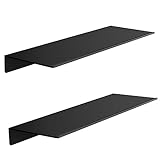 HNVNER Wandregal Metall Schwarz, Wandboard 2er-Set, Dekorative Regale für Wände, 40cm Schweberegal Wandmontage Duschregal, Wand Regalbrett zur Präsentation für Schlafzimmer, Wohnzimmer, Bad, Büro