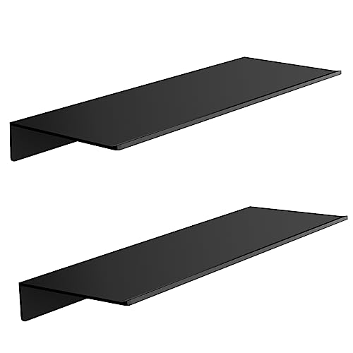 HNVNER Mensole da Muro, Set di 2, Mensola da Muro Nero Mensola da Parete in Metallo, Lunghezza 40cm Scaffale da Parete per Bagno, Cucina, Salotto, Cameretta, Ufficio