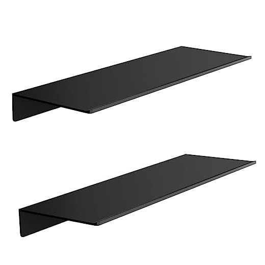 HNVNER Estante Negro, Longitud 40cm, Estanteria Pared Set de 2, Metálica para Baño, Baldas para Dormitorio, Sala de Estar, Ducha