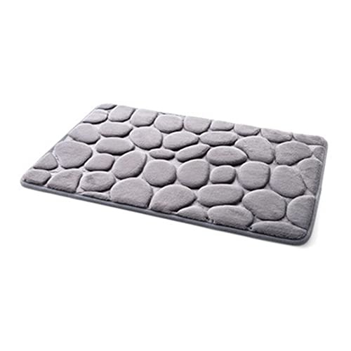 DAZZLEEX Tapis de salle de bain antidérapant en forme de galets absorbants en mousse à mémoire de forme 40 x 60 cm B