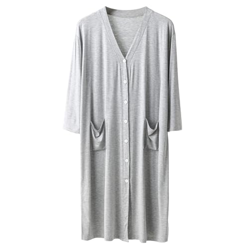 Men's Sleeping Robe Cardigan Loose Pajamas Bathrobe Nightgown Casual Style Draped Loungewear Big and Tall Pajamas