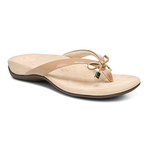 Vionic Women's Rest Bella Toe Post Sandal- Supportive Ladies Orhtotic Sandals that include Three Zone Comfort with Arch Support- Flip Flop for Ladies, Medium and Wide Width Size 5-12 Macaroon 6.5 Wide US