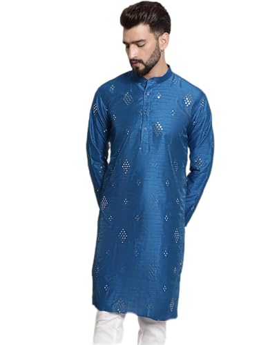 Image of SOJANYA (Since 1958 Men's Silk Blend Designer Long Kurta