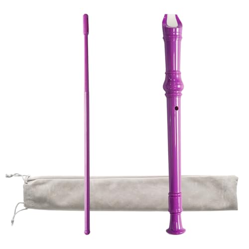 Funstreet Purple Soprano Recorder Instrument 8 Hole C Key Baroque Fingering Clarinet ABS Music Flute with Cleaning Rod and Storage Bag