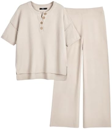 LILLUSORY Womens 2023 Summer Trendy 2 Piece Lounge Sets Cozy Knit