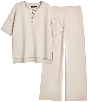 LILLUSORY Womens 2023 Summer Trendy 2 Piece Lounge Sets Cozy Knit