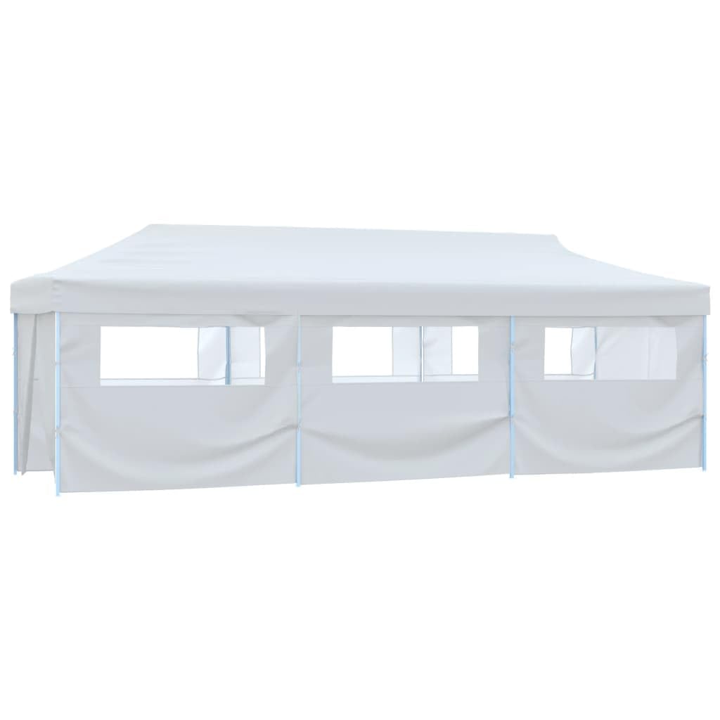 Carpa Plegable 3x9 m con 8 Paredes Blanco | Tela Oxford con recubrimiento PVC, armazon de acero, 2 entradas con cremallera, facil montaje