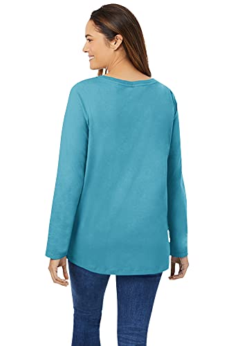 Woman Within Women's Plus Size Perfect Long-Sleeve V-Neck Tee Shirt - 3X, White #TOP2