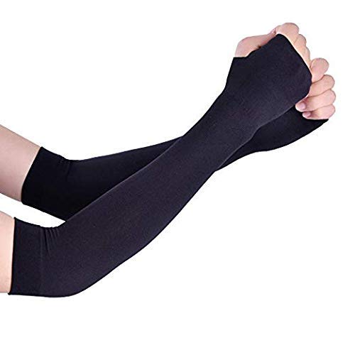 Style Along Let's Slim Black Colour UV Sun Protection Arm Cooling Sleeves for Cycling, Driving, Outdoor Sports, Golf, Basketball for Men & Women