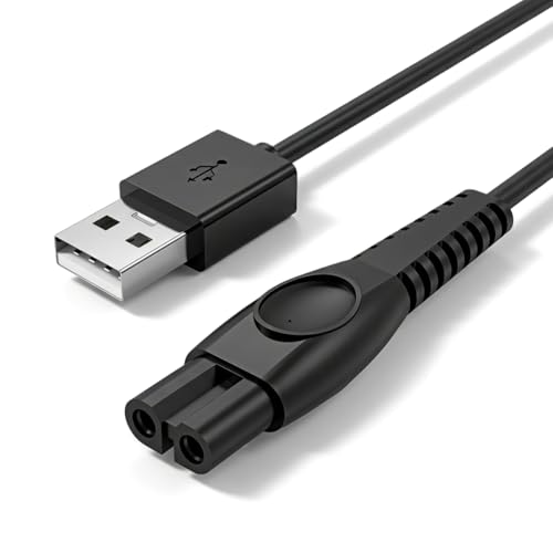 Image of ZORBES USB Charging Cable for P hilips Electric Shaver, USB-A to 2-Pin Replacement Charger Cord for Norelco OneBlade, 3.3ft PVC Power Cable Travel Friendly Shaver Charging Cord