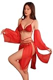 mulanfeng Women's Sexy Cosplay Lingeries Chinese Style Geisha Dance Clothes Classical Chinese Cosplay Outfit (Red)