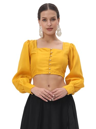 Image of studio rasa Chroma Button Down Shirt Style Blouse Crop Top for Women Girls Casual Party