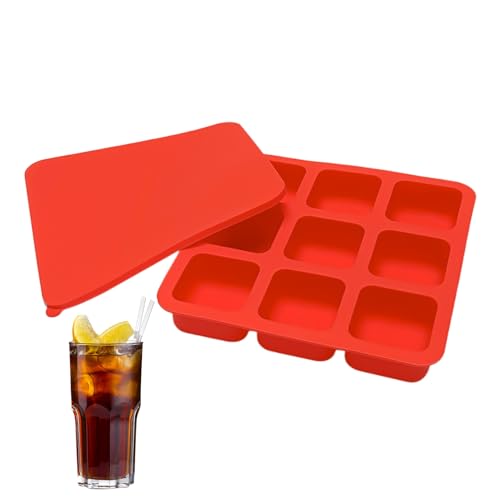 冷凍庫用アイストレイ - 9穴 シリコーン 簡単取り外し ガジェット 蓋付き | スクエアアイストレイ | バーパーティー、キャンプ、カクテル、コーヒー、飲料、食品、チョコレートキャンディ、フルーツカクテル、チョコレート用