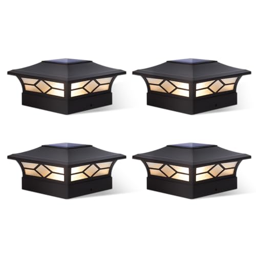 Lampes solaires pour poteaux lot de 4 éclairages extérieur étanches