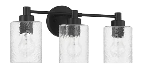 Craftmade - Lyndsey 20.25 in. 3 Light Vanity Bar in Flat Black Finish with Clear Textured Glass by Craftmade - Used condition - Image 5