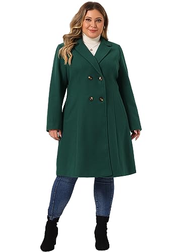 Agnes Orinda Plus Size Long Coats for Women Notched Lapel Winter Warm Double Breasted Coat3