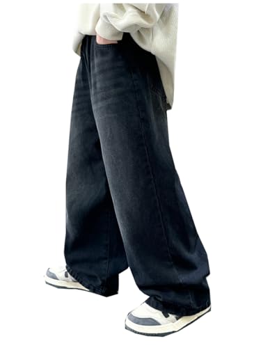 Siehin Boys' Straight Jeans, Regular Denim Trousers, Children's Spring/Autumn Baggy Cargo Trousers Jeans with Elastic Waistband, blue, 152