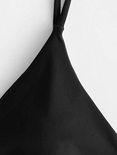 ZAFUL Women's Solid Spaghetti Strap Bralette Bikini Set Two Piece Swimsuit4