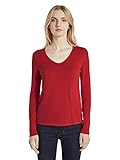 Standard TOM TAILOR Damen Basic V-Neck Pullover, 11025-Strong Red, M