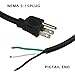 GREATIDE Industries Inc 3-Wire Appliance and Power Tool Cord, 9 ft, 14 AWG, 15A/125V AC, 1875w, Black, 2pack